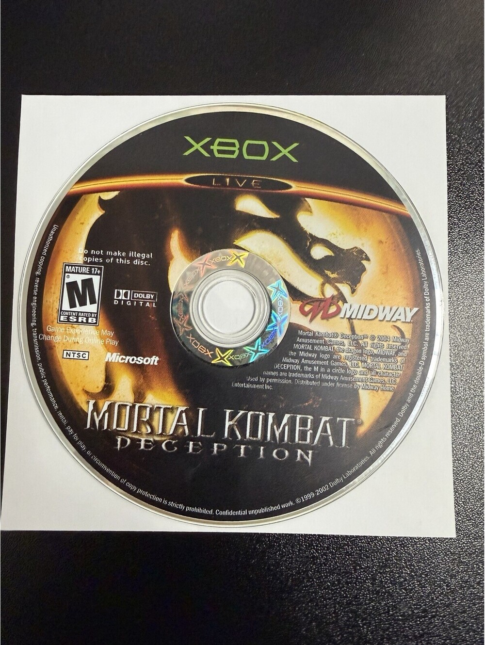 Mortal Kombat Deception (Microsoft Xbox, 2004) Game Only Tested & Working!